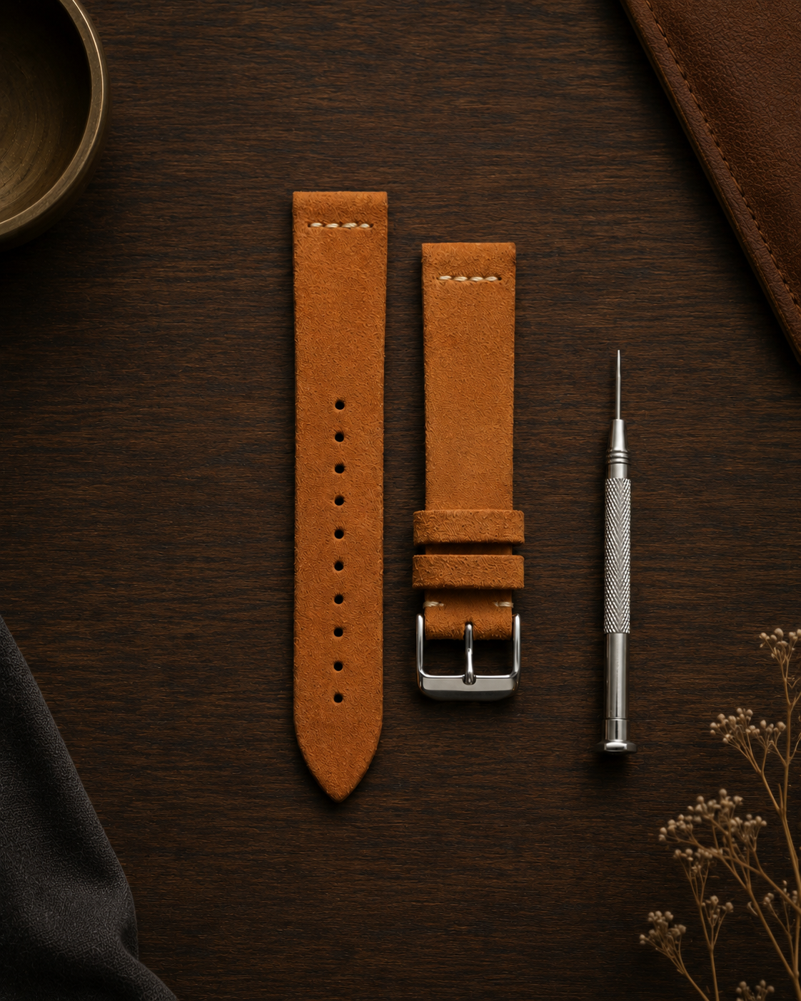 18mm Soft Genuine Leather Suede Watch Strap in Tan Brown (NEW)