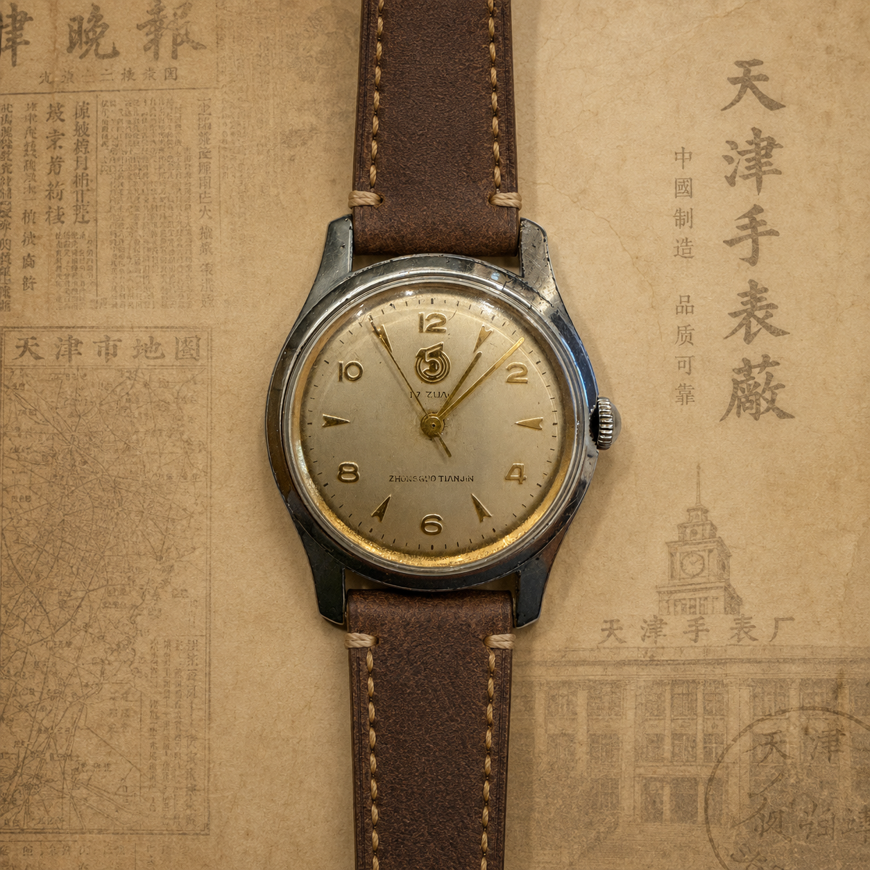 Tianjin 51 (WuYi) – even-number Arabic white dial with arrowhead indices (Rarity: 8/10)